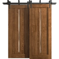Sliding Closet Barn Bypass Doors 36 x 80 inches | Ego 5014 Cognac Oak Veneer | Modern 6.6ft Rails Hardware Set | Wood Solid Bedroom Wardrobe Doors EGO Cognac Oak