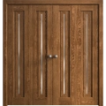 Sliding Closet Double Bi-fold Doors 72 x 80 inches | Ego 5014 Marble Oak | Sturdy Tracks Moldings Trims Hardware Set | Wood Solid Bedroom Wardrobe Doors EGO Cognac Oak