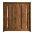 Sliding Closet Double Bi-fold Doors 96 x 96 inches | Ego 5014 Marble Oak | Sturdy Tracks Moldings Trims Hardware Set | Wood Solid Bedroom Wardrobe Doors EGO Cognac Oak
