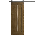 Modern Barn Door 18 x 80 inches | Ego 5014 Cognac Oak Veneer | 6.6FT Rail Track Heavy Hardware Set | Solid Panel Interior Doors EGO Marble Oak