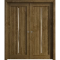 Sliding French Double Pocket Doors 36 x 80 inches | Ego 5014 Marble Oak | Kit Rail Hardware | Solid Wood Interior Bedroom Modern Doors EGO Marble Oak