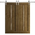 Modern Double Barn Door 36 x 80 inches | Ego 5014 Painted White Oak | 13FT Silver Rail Track Set | Solid Panel Interior Doors EGO Marble Oak