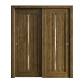 Sliding Closet Bypass Doors 72 x 80 inches | Ego 5014 Cognac Oak Veneer | Rails Hardware Set | Wood Solid Bedroom Wardrobe Doors EGO Marble Oak