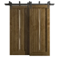 Sliding Closet Barn Bypass Doors 64 x 80 inches | Ego 5014 Cognac Oak Veneer | Modern 6.6ft Rails Hardware Set | Wood Solid Bedroom Wardrobe Doors EGO Marble Oak