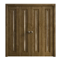 Sliding Closet Double Bi-fold Doors 96 x 96 inches | Ego 5014 Marble Oak | Sturdy Tracks Moldings Trims Hardware Set | Wood Solid Bedroom Wardrobe Doors EGO Marble Oak