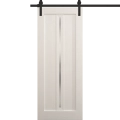 Modern Barn Door 18 x 80 inches | Ego 5014 Cognac Oak Veneer | 6.6FT Rail Track Heavy Hardware Set | Solid Panel Interior Doors EGO Painted White Oak