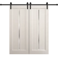Modern Double Barn Door 36 x 96 inches | Ego 5014 Marble Oak | 13FT Rail Track Set | Solid Panel Interior Doors EGO Painted White Oak