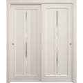 Sliding Closet Bypass Doors 36 x 80 inches | Ego 5014 Cognac Oak Veneer | Rails Hardware Set | Wood Solid Bedroom Wardrobe Doors EGO Painted White Oak