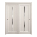 Sliding Closet Bypass Doors 72 x 80 inches | Ego 5014 Cognac Oak Veneer | Rails Hardware Set | Wood Solid Bedroom Wardrobe Doors EGO Painted White Oak