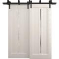 Sliding Closet Barn Bypass Doors 36 x 80 inches | Ego 5014 Cognac Oak Veneer | Modern 6.6ft Rails Hardware Set | Wood Solid Bedroom Wardrobe Doors EGO Painted White Oak