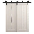 Sliding Closet Barn Bypass Doors 64 x 80 inches | Ego 5014 Cognac Oak Veneer | Modern 6.6ft Rails Hardware Set | Wood Solid Bedroom Wardrobe Doors EGO Painted White Oak