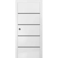 Sliding French Pocket Door with | Planum 0015 Oak and Aluminum Strips | Kit Trims Rail Hardware | Solid Wood Interior Bedroom Sturdy Doors-36" x 80" White