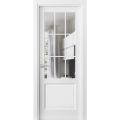 Solid Interior French | Felicia 3599 White Silk with Clear Glass | Single Regular Panel Frame Trims Handle | Bathroom Bedroom Sturdy Doors White
