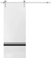 Sliding Barn Door with 6.6ft Hardware | Planum 0012 Concrete and Aluminum Strips | Rail Hangers Sturdy Silver Set | Modern Solid Panel Interior Doors-36" x 80" White