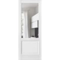 Slab Barn Door Panel | Lucia 1533 White Silk with Clear Glass | Sturdy Finished Doors | Pocket Closet Sliding-18" x 84" White