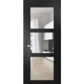 Solid Interior French | Lucia 2555 Matte Black with Clear Glass | Single Regular Panel Frame Trims Handle | Bathroom Bedroom Sturdy Doors Black Matte