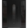 Front Exterior Aluminum Door / Ronex 0521 Black / Prehung Entry Steel Metal Modern Painted W16+36+16"xH80" Right-hand Inswing Black