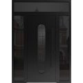 Front Exterior Aluminum Door / Ronex 0521 Black / Prehung Entry Steel Metal Modern Painted W14+36+14"xH80+16" Right-hand Inswing Black