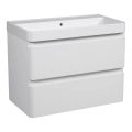 Modern Wall-Mounted Bathroom Vanity with Washbasin | Luxury White Matte Collection | Non-Toxic Fire-Resistant MDF White