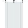 Modern Double Barn Door 36 x 80 inches | BASIC 0111 Dove Grey | 13FT Silver Rail Track Set | Solid Panel Interior Doors White