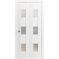 Sliding Closet Bi-fold Doors | Sete 6003 White Silk | Sturdy Tracks Moldings Trims Hardware Set | Wood Solid Bedroom Wardrobe Doors  White