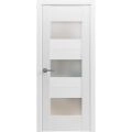 Solid French Door Opaque Glass / Sete 6003 White Silk / Single Regular Panel Frame Handle / Bathroom Bedroom Modern Doors -32" x 84" White
