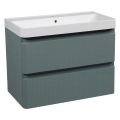 Modern Wall-Mounted Bathroom Vanity with Washbasin | Luxury White Matte Collection | Non-Toxic Fire-Resistant MDF Green Matte