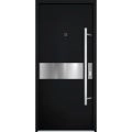 Front Exterior Prehung Steel Door / Deux 6072 Black Enamel / Entry Metal Modern Painted W36" x H80" Left hand Inswing Black
