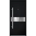 Front Exterior Prehung Steel Door / Deux 6072 Black Enamel / Entry Metal Modern Painted W36" x H80" Right hand Inswing Black