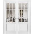 Solid French Double Doors | Felicia 3599 White Silk with Clear Glass | Wood Solid Panel Frame Trims | Closet Bedroom Sturdy Doors White