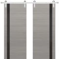 Sturdy Double Barn Door | Planum 0040 Grey Oak with Black Glass | Silver 13FT Rail Hangers Heavy Set | Solid Panel Interior Doors Grey Oak