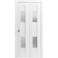 Sliding Closet Bi-fold Doors | Sete 6222 White Silk | Sturdy Tracks Moldings Trims Hardware Set | Wood Solid Bedroom Wardrobe Doors  White