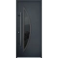 Front Exterior Prehung Steel Door / Deux 6501 Anthracite / Stainless Inserts Single Modern Painted Antracite