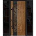 Front Exterior Prehung Steel Door / Deux 6678 Natural Oak / 2 Sidelight Exterior Windows Sidelites/ Entry Metal Modern Painted W16+36+16" x H80" Right hand Inswing Oak