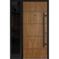 Front Exterior Prehung Steel Door / Deux 6683 Natural Oak / Sidelight Exterior Window Sidelite / Entry Metal Modern Painted W36+12" x H80" Left hand Inswing Oak