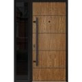 Front Exterior Prehung Steel Door / Deux 6683 Natural Oak / Sidelight Exterior Window Sidelite / Entry Metal Modern Painted W36+12" x H80" Right hand Inswing Oak