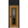 Front Exterior Prehung Steel Door / Ballucio 6644 Natural Oak / Black Top Exterior Window Sidelite / Entry Metal Modern Painted W36" x H80+16" Right hand Inswing Oak