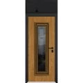 Front Exterior Prehung Steel Door / Ballucio 6644 Natural Oak / Black Top Exterior Window Sidelite / Entry Metal Modern Painted W36" x H80+16" Left hand Inswing Oak