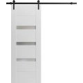 Modern Barn Door 2 Lites / Sete 6900 / 6.6FT Rail Track Heavy Hardware Set / Solid Panel Interior Doors-18" x 80" White