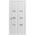 Sliding Closet Bi-fold Doors | Sete 6900 White Silk | Sturdy Tracks Moldings Trims Hardware Set | Wood Solid Bedroom Wardrobe Doors  White