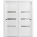 Sliding Closet Opaque Glass Bypass Doors 36 x 80 inches / Sete 6900 White Silk / Rails Hardware Set / Wood Solid Bedroom Wardrobe Doors  White