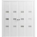 Sliding Closet Double Bi-fold Doors | Sete 6900 White Silk | Sturdy Tracks Moldings Trims Hardware Set | Wood Solid Bedroom Wardrobe Doors  White