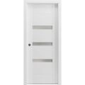 Sliding Pocket Door 18 x 80 inches with Opaque Glass / Sete 6900 White Silk / Kit Rail Hardware / MDF Interior Bedroom Modern Doors White