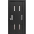 Sliding Closet Bi-fold Doors | Sete 6933 Matte Black with Frosted Glass | Sturdy Tracks Moldings Trims Hardware Set | Wood Solid Bedroom Wardrobe Doors  Black Matte