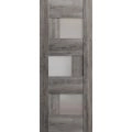 Slab Barn Door Panel Frosted Glass | Sete 6933 Light Grey Oak | Sturdy Finished Doors | Pocket Closet Sliding-18" x 80" Nebraska Grey