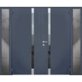 Front Exterior Prehung Aluminum Door / Cynex 6777 Brown / Entry Steel Metal Modern Painted W14+32+14"xH80+12" Right-hand Inswing Gray Graphite