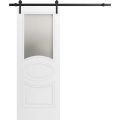 Modern Barn Door / Mela 7012 / 6.6FT Rail Track Heavy Hardware Set / Solid Panel Interior Doors-18" x 80" Painted White
