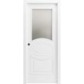 Sliding Pocket Door 18 x 80 inches with Opaque Glass / Mela 7012 Matte White / Kit Rail Hardware / Wood Interior Bedroom Modern Doors Painted White