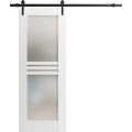 Modern Barn Door 4 Lites / Mela 7222 / 6.6FT Rail Track Heavy Hardware Set / Solid Panel Interior Doors-42" x 84" White