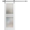 Modern Barn Door 4 Lites with Hardware / Mela 7222 / 6.6FT Rail Track Set / Solid Panel Interior Doors-18" x 80" White
